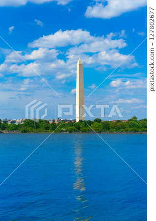 Washington Monument reflected in Tidal Basin DC Washington Monument reflected in Tidal Basin DC 127802677