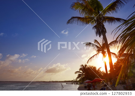 Mahahual Caribbean beach in Costa Maya 127802933