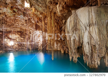 Cenote Xkeken sinkhole in Valladolid Mexico Cenote Xkeken sinkhole in Valladolid Mexico 127802970