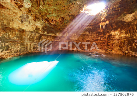 Cenote Samula sinkhole in Valladolid Mexico 127802976