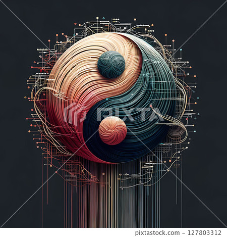 A round thread floating in cyberspace 127803312