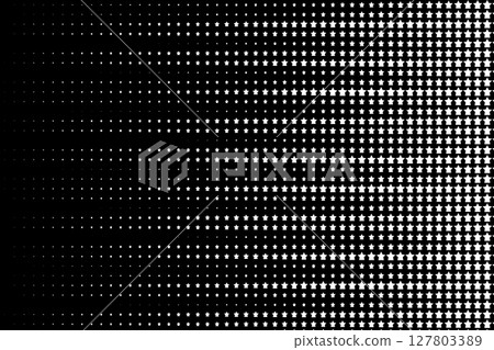 Abstract background with star-shaped halftone dots creating a gradient transition in black and white tones. Abstract background with star-shaped halftone dots creating a gradient transition in black and white tones. 127803389