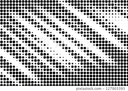 Halftone pattern of black dots with diagonal gradient spacing. Halftone pattern of black dots with diagonal gradient spacing. 127803393
