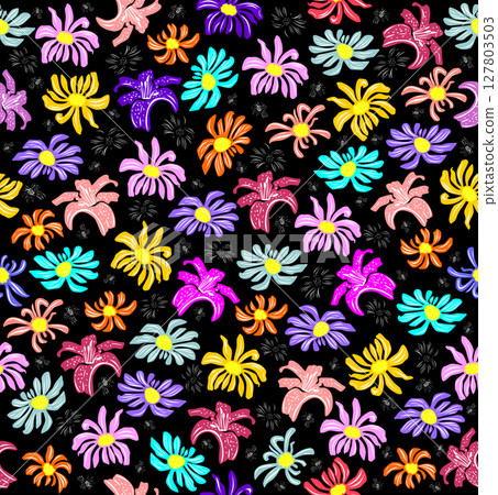 vintage pattern with flowers 127803503