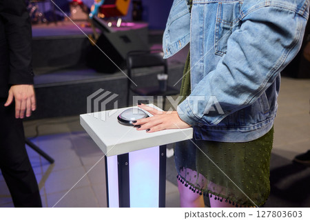 The Exciting Quiz Show Contestants Are All Set and Ready to Play for an Amazing Experience 127803603