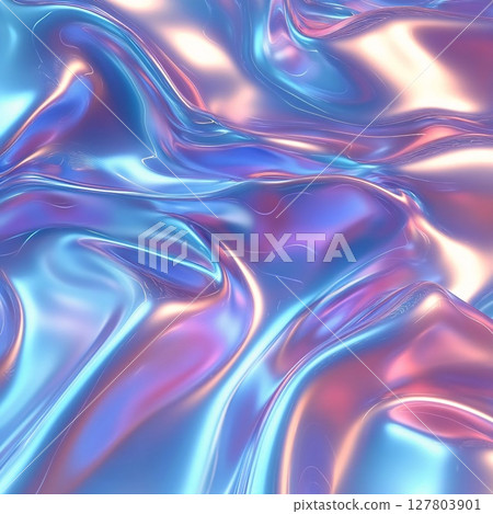 Light abstract silk fabric with pearlescent shades of blue, pink, and violet. Generative AI 127803901