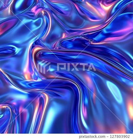 Vivid abstract silk fabric with blue and violet-pink iridescent waves. Generative AI Vivid abstract silk fabric with blue and violet-pink iridescent waves. Generative AI 127803902