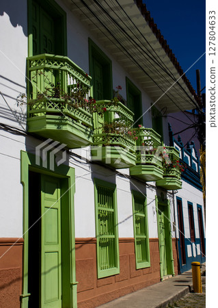 Beautiful streets of the Heritage Town of Jerico located in the Department of Antioquia in Colombia. Beautiful streets of the Heritage Town of Jerico located in the Department of Antioquia in Colombia. 127804633