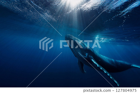 Whale swimming in the ocean_3 Whale swimming in the ocean_3 127804975