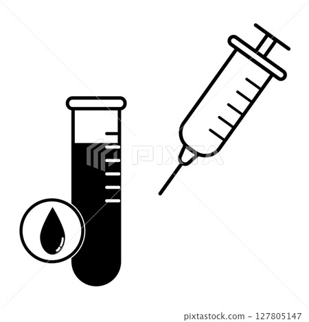 Syringe and blood sample icon set 127805147