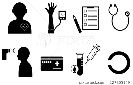 代表體檢和醫療程序的圖示集 代表體檢和醫療程序的圖示集 127805149
