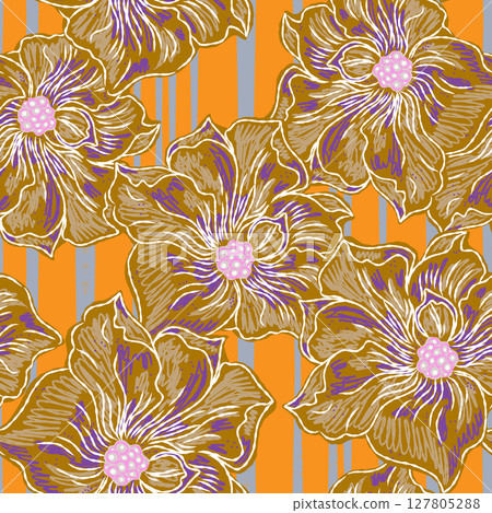 vintage style seamless pattern with flowers 127805288