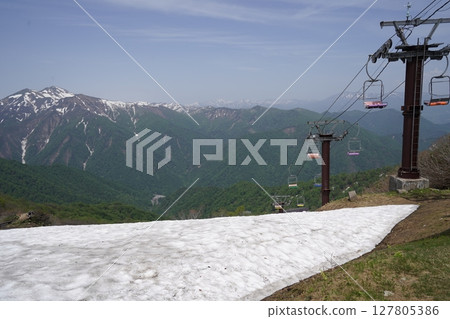 Tanigawadake, Gunma Prefecture Arriving at Tenjin Pass by mountain lift from Tenjindaira Station Looking towards Shirakemon May 21, 2025 127805386