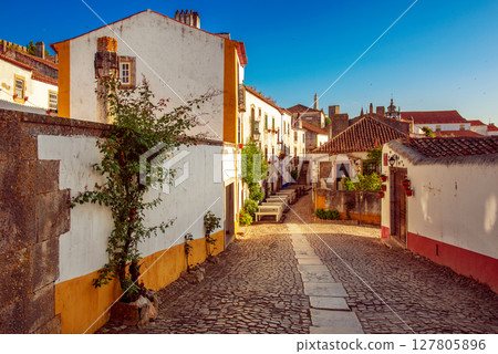 View of Obidos streets, Leiria district, Portugal 127805896