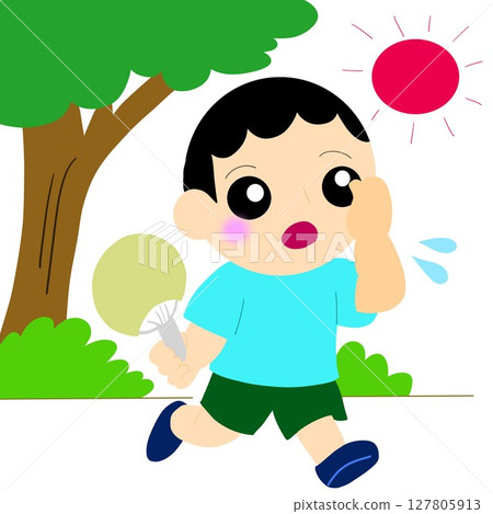 Heatstroke prevention: Children in the shade Heatstroke prevention: Children in the shade 127805913