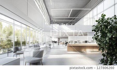 modern office interior with light walls and design 127806260