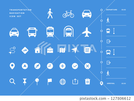 交通工具和車輛的簡單圖標素材集(向量,白色) 交通工具和車輛的簡單圖標素材集(向量,白色) 127806612