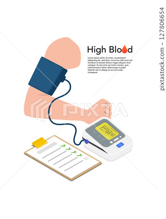 High blood pressure concept vector stock illustration 127806654