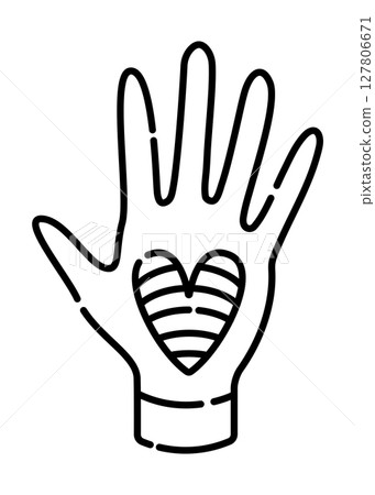 Hand with rainbow heart, symbol of lgbt love, vector black line icon Hand with rainbow heart, symbol of lgbt love, vector black line icon 127806671