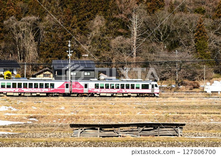 The Kamaishi Line as seen from the rice paddies around the roadside station Tono Kaze no Oka 127806700