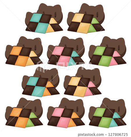 Illustration of cat-shaped cream and icebox cookies Illustration of cat-shaped cream and icebox cookies 127806725