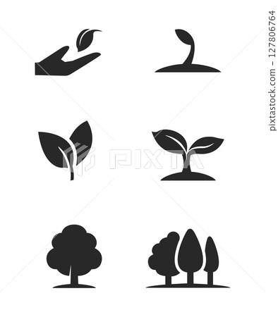Growing Tree Icons Series stock illustration. Growing Tree Icons Series stock illustration. 127806764