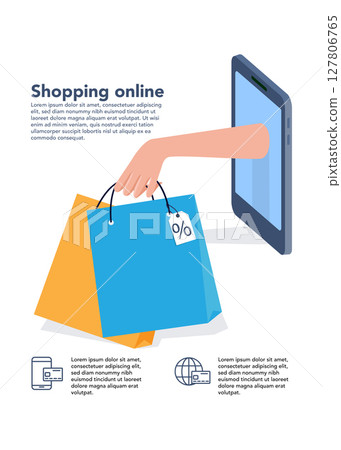 Shopping online with website or mobile application concept stock illustration Shopping online with website or mobile application concept stock illustration 127806765