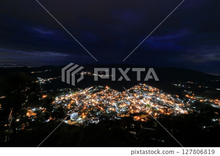 Night view of the city of Taxco, a tourist destination in Central America, Mexico 127806819