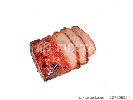 切烤豬肉[白色背景，剪貼畫] 127806964