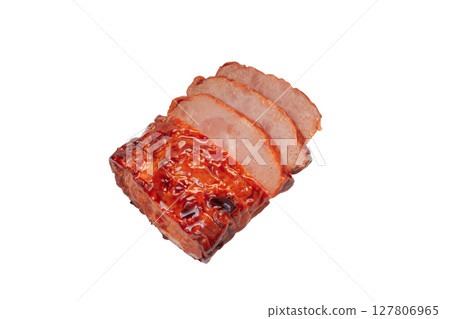 Cut roast pork [white background, cutout] 127806965