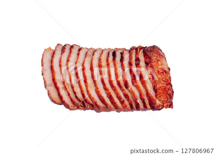 Cut roast pork [white background, cutout] 127806967