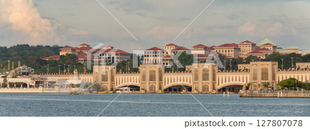 Putrajaya, Malaysia - Seri Gemilang Bridge and Perdana Putra 127807078