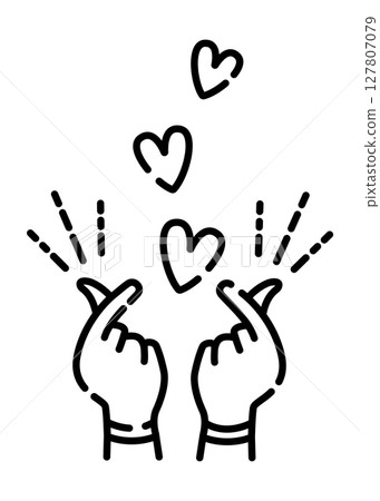 Hand gesture, sign of miracles, magic symbol, black line icon 127807079