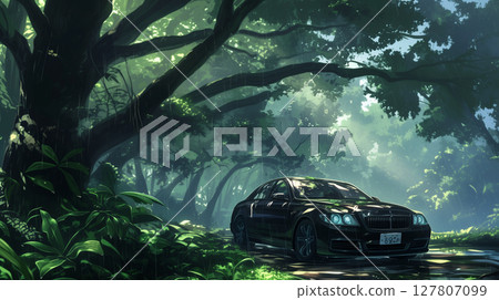 car in the forest car in the forest 127807099
