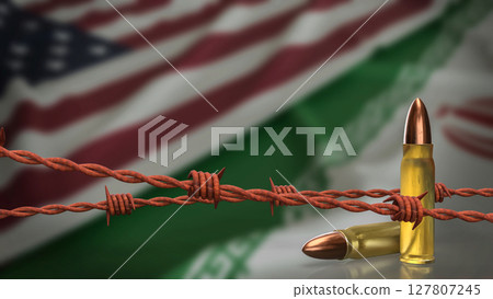 The American and Iran flag for war crisis concept 3d Rendering. 127807245