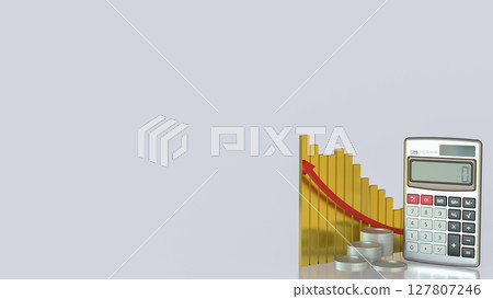 The Calculator and coins for Business concept 3d Rendering. 127807246
