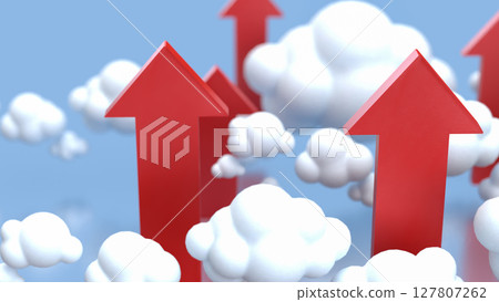 The Red arrow and cloud for Business concept 3d Rendering. The Red arrow and cloud for Business concept 3d Rendering. 127807262