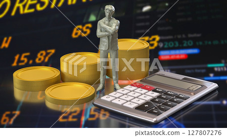 The Man and calculator for Business concept 3d Rendering. 127807276
