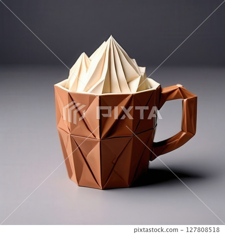 an AI Image Generator, Mug with Geometric Design and Artistic Cream an AI Image Generator, Mug with Geometric Design and Artistic Cream 127808518