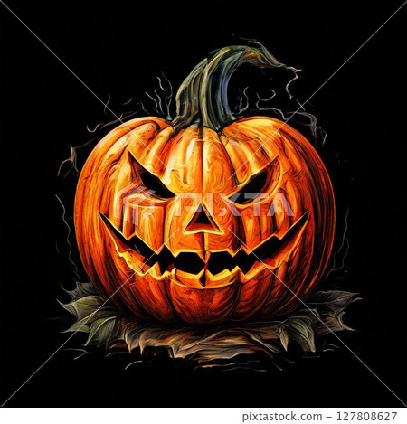 an AI Image Generator, Glowing Jack-Lantern Halloween Pumpkin 127808627