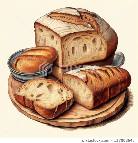 an AI Image Generator, Rustic Freshly Baked Bread Loaf with Woode an AI Image Generator, Rustic Freshly Baked Bread Loaf with Woode 127808643