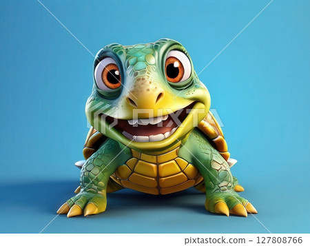 an AI Image Generator, Adorable Smiling Cartoon Turtle 127808766