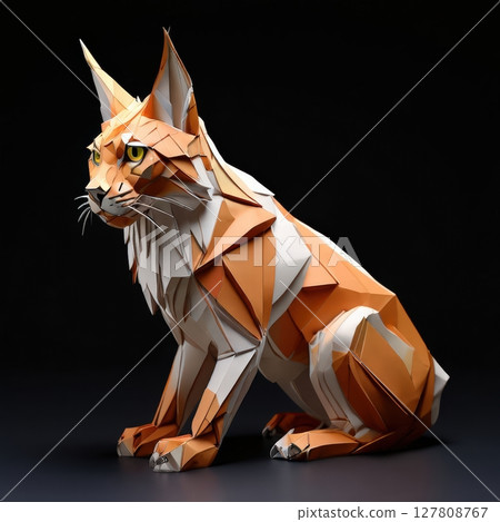 an AI Image Generator, Artistic Geometric Figurine of a Lynx Crafted 127808767