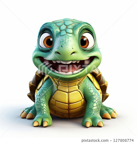 an AI Image Generator, Adorable Smiling Cartoon Turtle 127808774