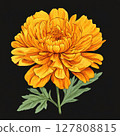 an AI Image Generator, Vivid Orange Flowers Illustration with Green Stems 127808815