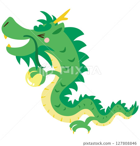 Vector illustration of a smiling dragon flying 127808846