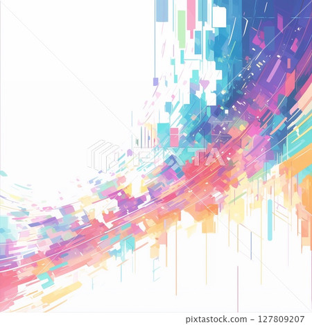 Futuristic and soft digital art with flowing abstract lines in pastel colors 127809207