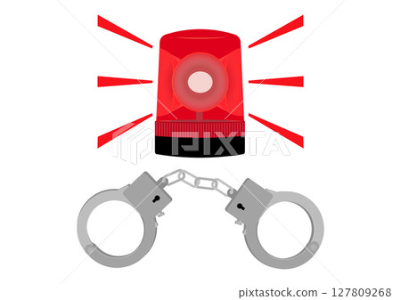 發光警燈（旋轉警示燈）和手銬 127809268