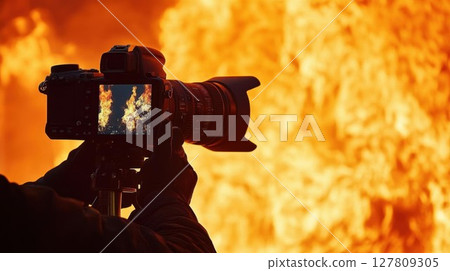 Photographer Captures Intense Fire with Camera, Dramatic Inferno Documentation 127809305