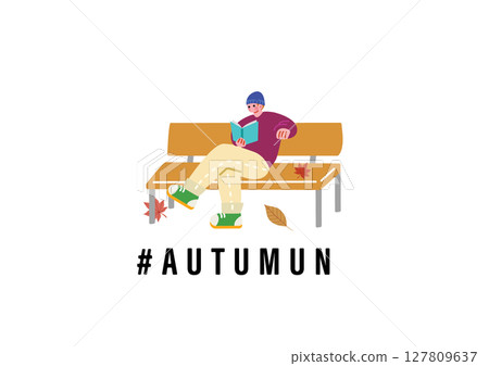 A man sitting on a bench and reading a book A man sitting on a bench and reading a book 127809637